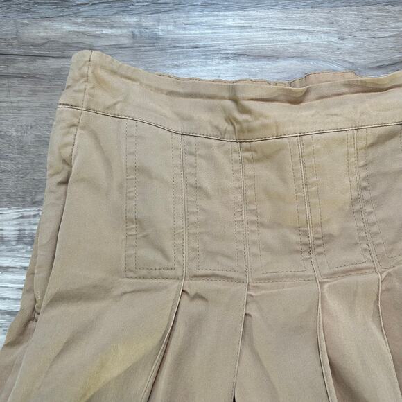 VTG Pleated Khaki Skort Built-In Shorts Mini Skirt Y2K Preppy Tenniscore Beige - Picture 2 of 6
